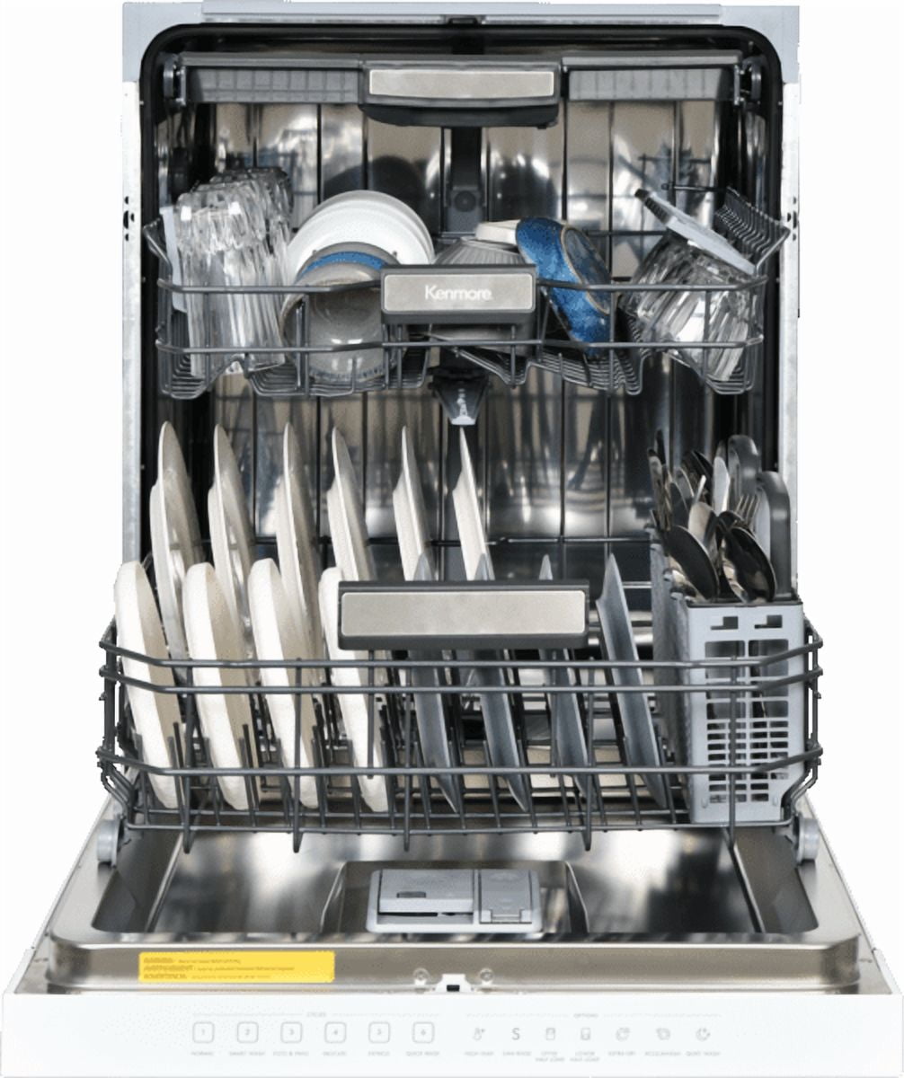 Kenmore 24” Built-In-Dishwasher w/ 3rd Rack & Turbo Dry-White Pocket handle