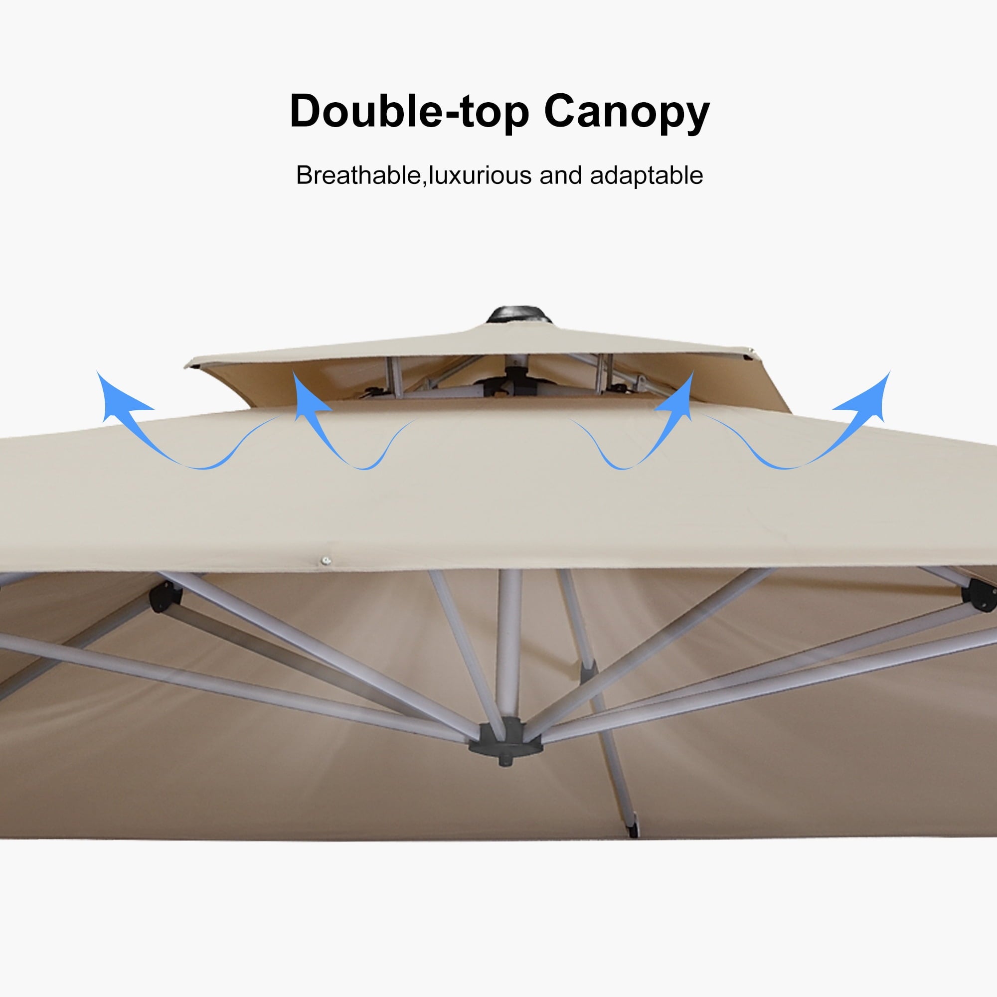 PURPLE LEAF 10 x 13FT Deluxe Rectangular Patio Umbrella, Large Offset Cantilever Umbrella with 360° Rotation, Gray