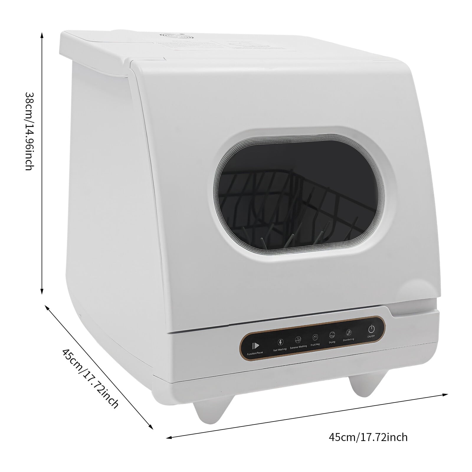 Portable Countertop Dishwasher 5 Washing Programs with Water Tank Leak-Proof Dry 360° Rotation Flushing, Uitable for Homes Kitchen Apartments Dormitories Campers