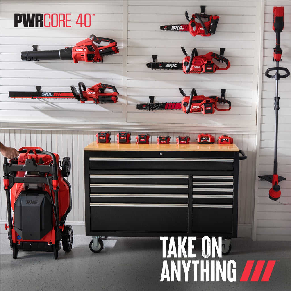 SKIL PWR CORE 40V Brushless 20-Inch Self-Propelled Mower Kit with Smart Caddy, 7.5Ah Battery and 150W Charger, SM2010C-16