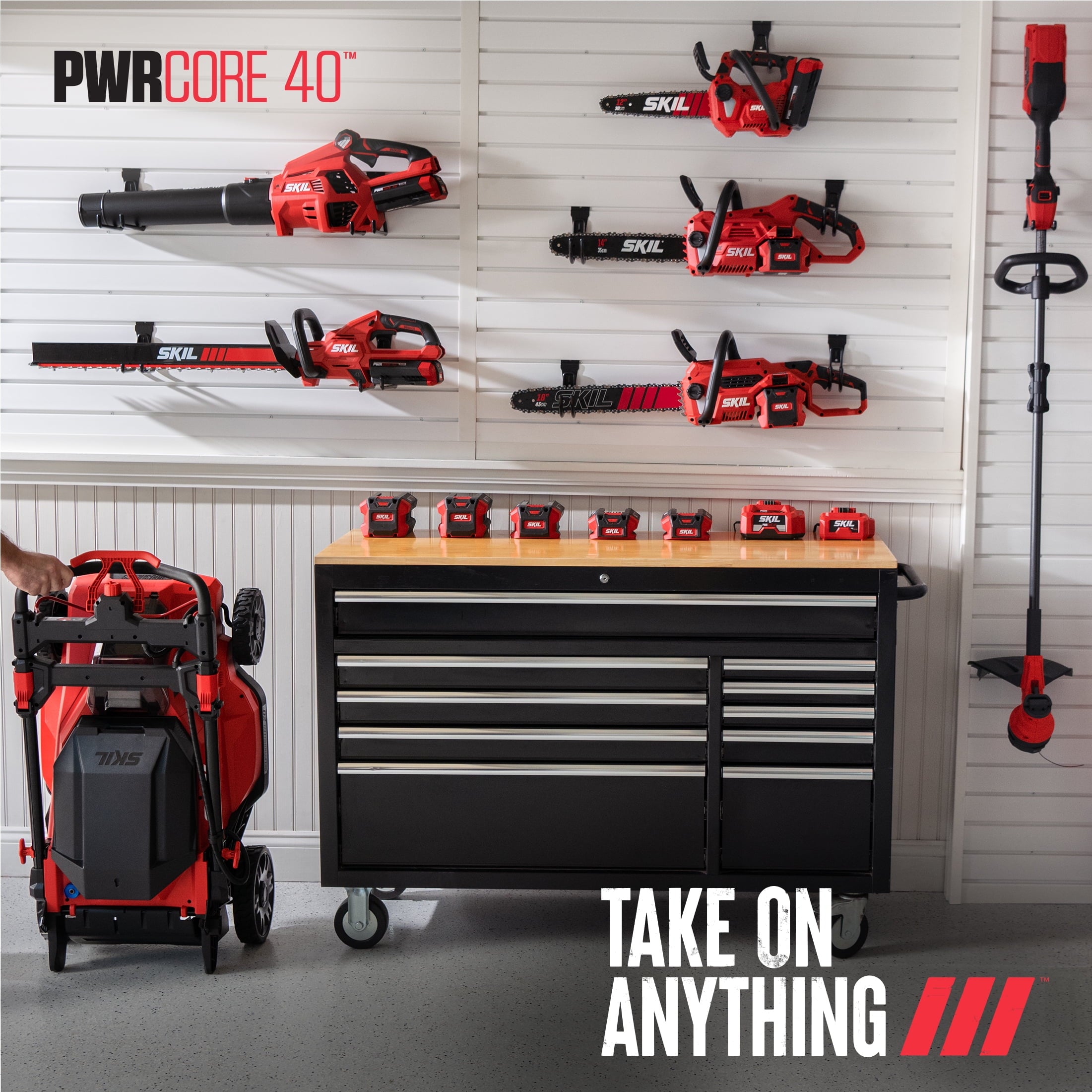 SKIL PWR CORE 40V Brushless 20-Inch Self-Propelled Mower Kit with Smart Caddy, 7.5Ah Battery and 150W Charger, SM2010C-16