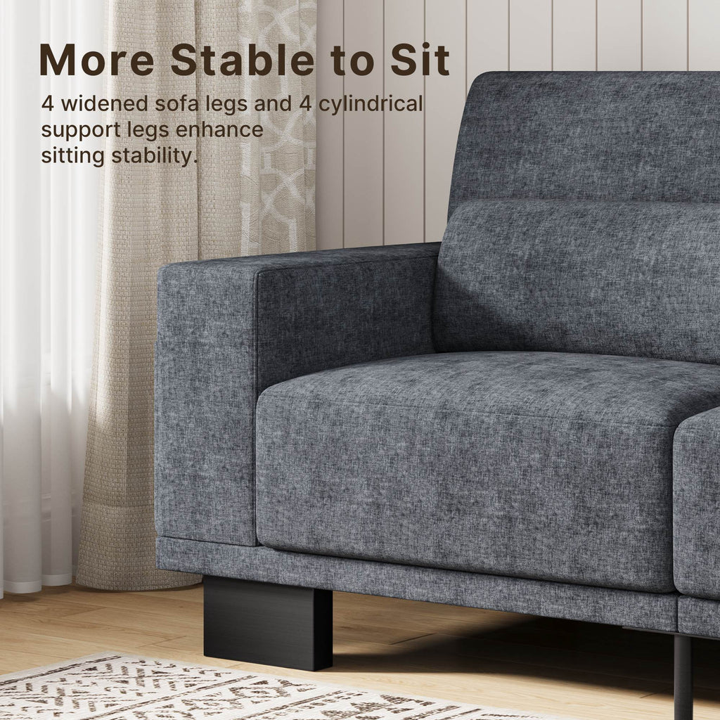 Asofer 89 3 Seater Sofa Couch,  Comfy Extra Deep Seat with Upholstered  3 Pillows for Living Room, Apartment,Dark Gray