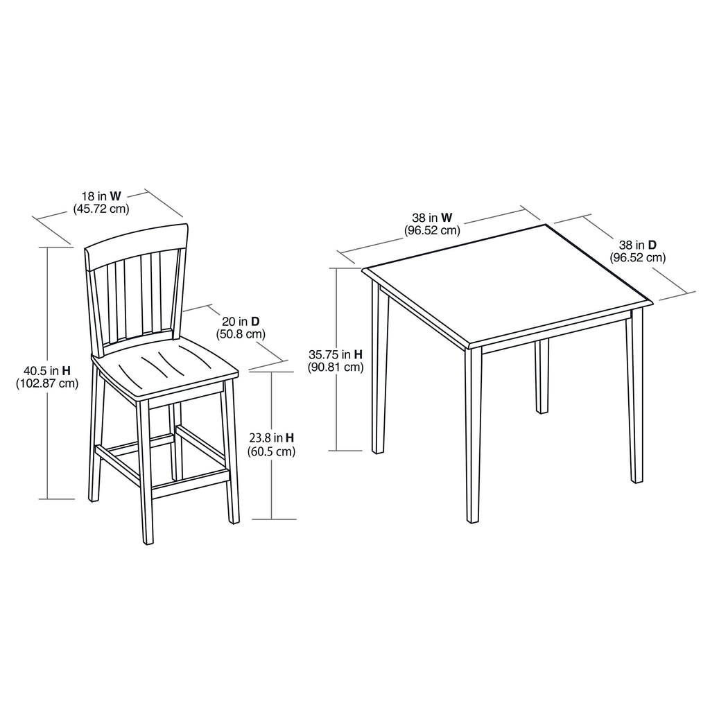 Mainstays 5 Piece Mission Counter Height Dining Set, Solid Wood, Cherry Color for Indoor