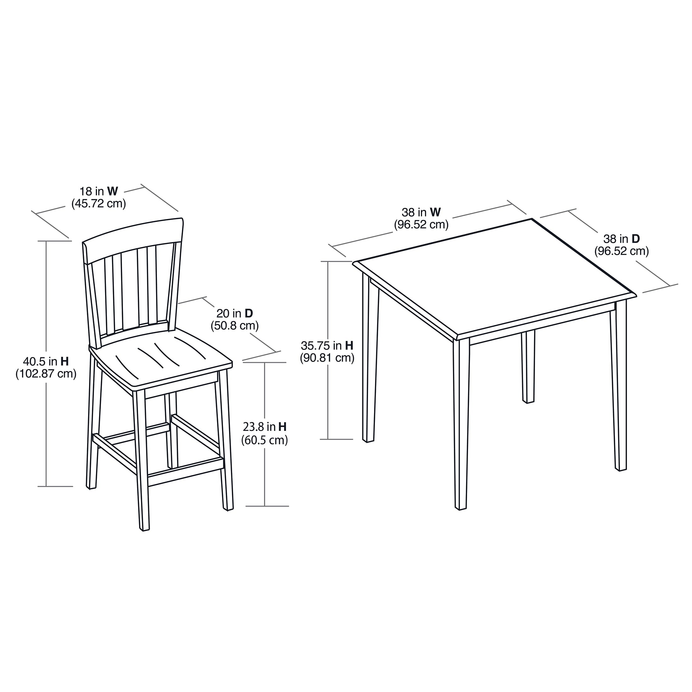 Mainstays 5 Piece Mission Counter Height Dining Set, Solid Wood, Cherry Color for Indoor