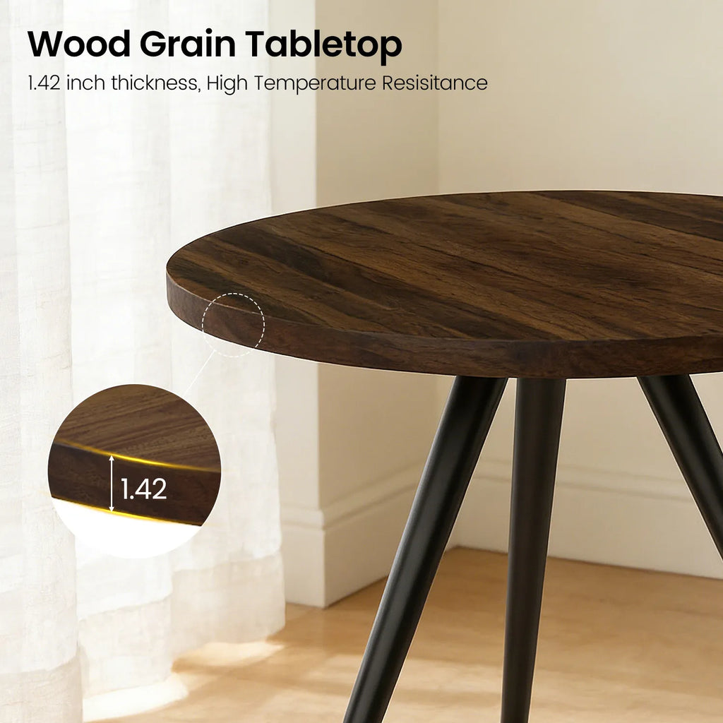 34.8 Round Dining Table for 4 People, Modern Circle Kitchen Table with Metal Legs for Kitchen, Dining Room, Apartment,Gray