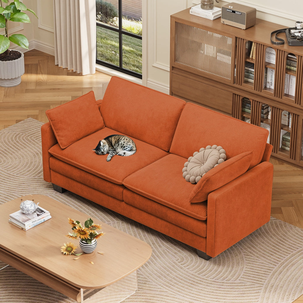 75’’ Cloud Couches for Living Room, Noelse L Shaped Modular Sofa with Deep Seats, 2 Seater Love Seat Couch with Removable Washable Corduroy Fabric for Living Room Bedroom and Apartment, Gray