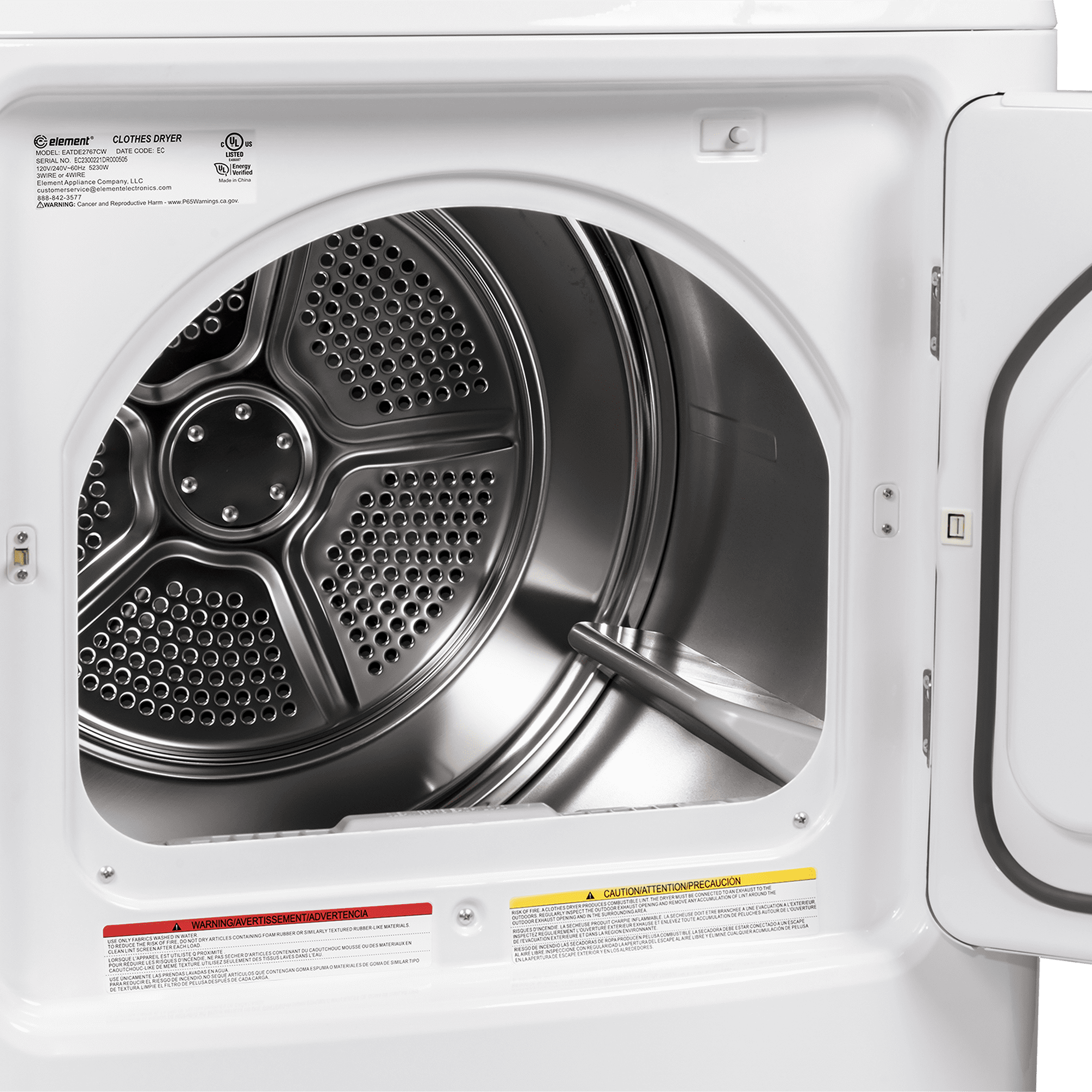 Element 6.7 cu. ft. Front Load Electric Dryer - White (EATDE2767CW)