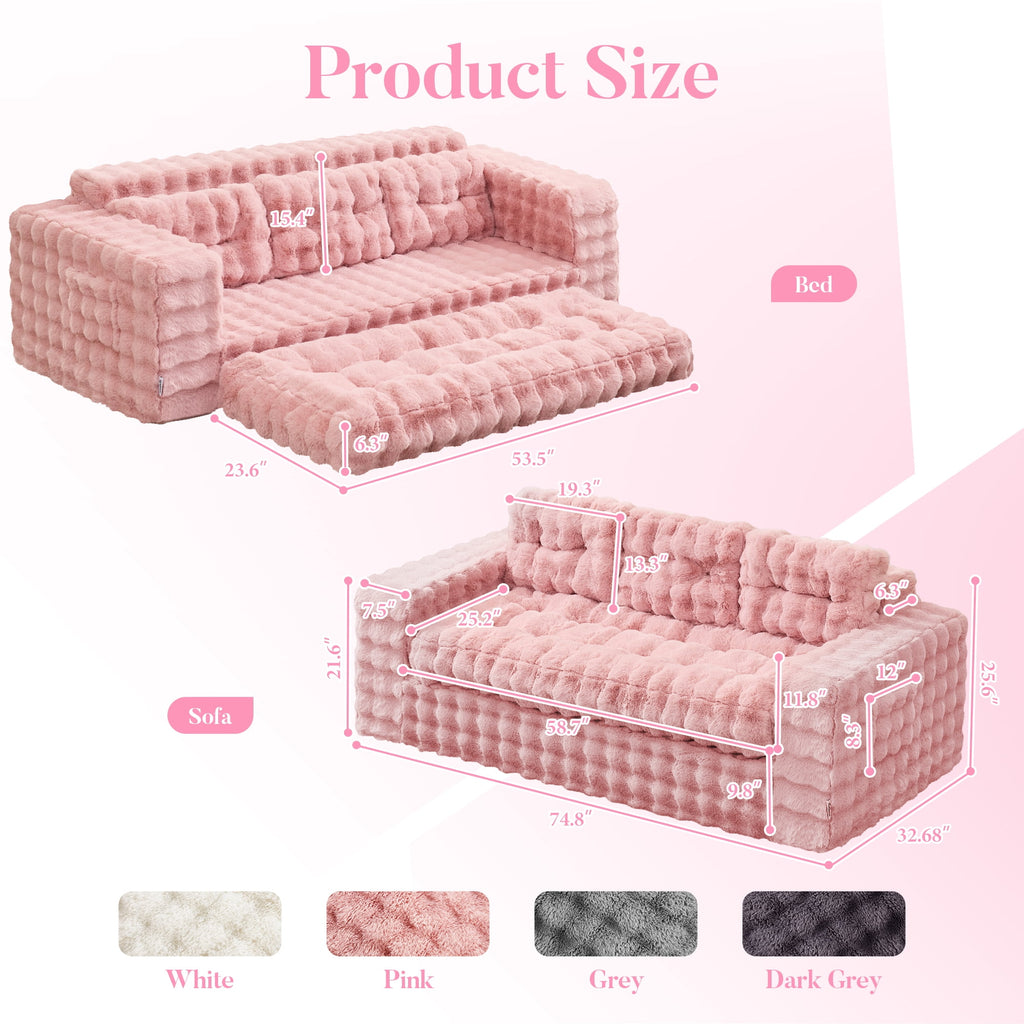 Hobestluk 3-Seater Sofa Boneless Couch with Tufted Button Design 2 in 1 Comfy Cloud Couch Oversized Sofa for Living Room Bedroom Apartment or Office (Grey, 3 Seater)