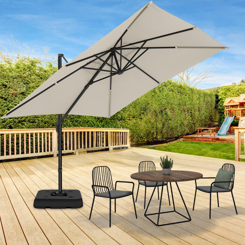 COBIZI 10x10 Offset Hanging Market Patio Umbrella with Easy Tilt Adjustment, Double Roof Cantilever Umbrella Aluminum Umbrella with 360-degree Rotation for Garden Deck Pool Patio, Gray