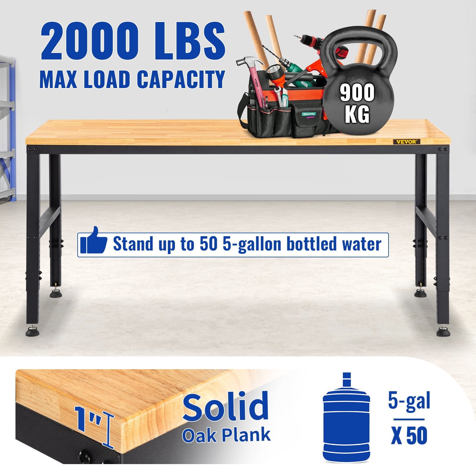 dokea Adjustable Height Workbench - 48 L, 2000 lbs Capacity