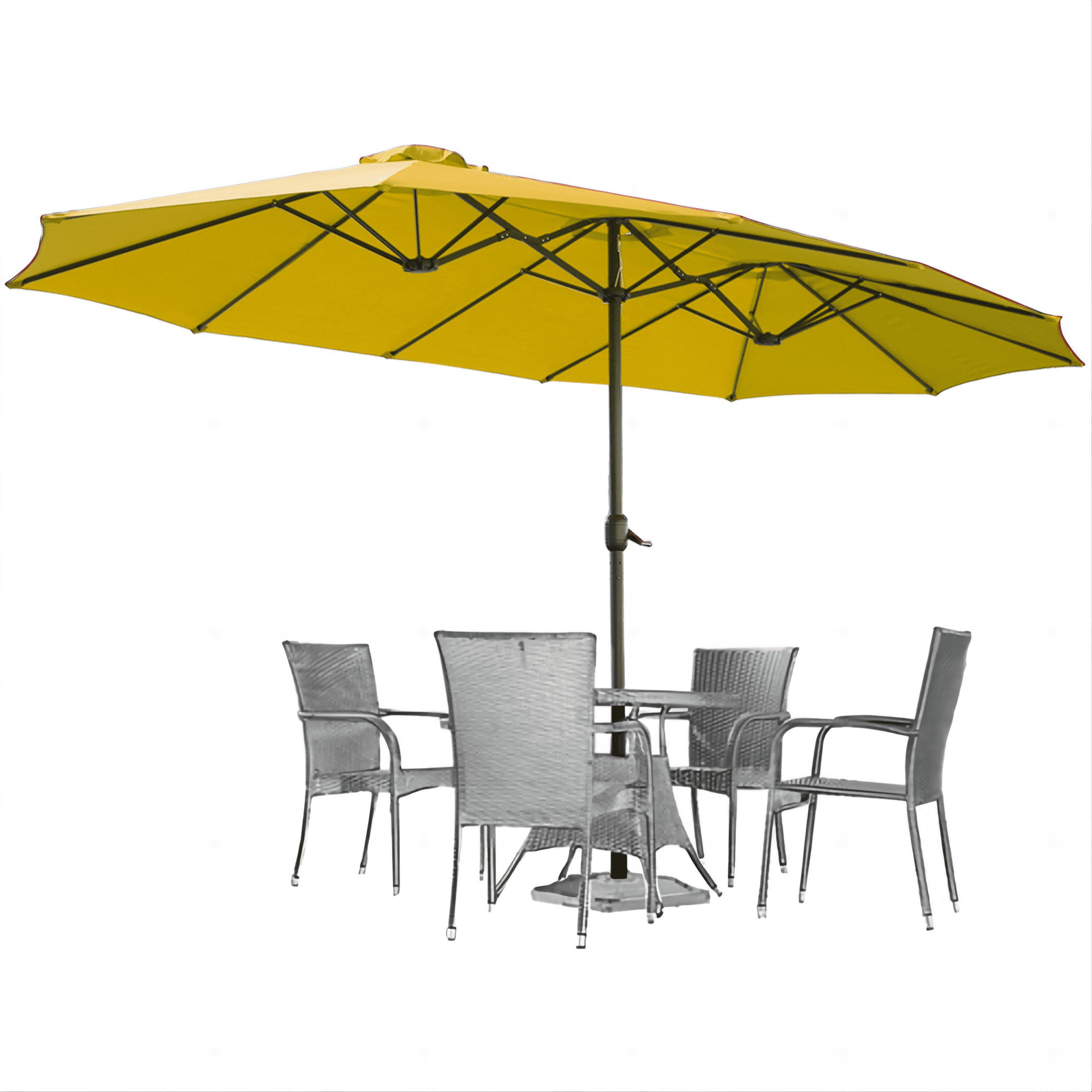 AECOJOY 10x10ft Outdoor Cantilever Patio Umbrella with Base, 360° Tilt & Rotate, Beige