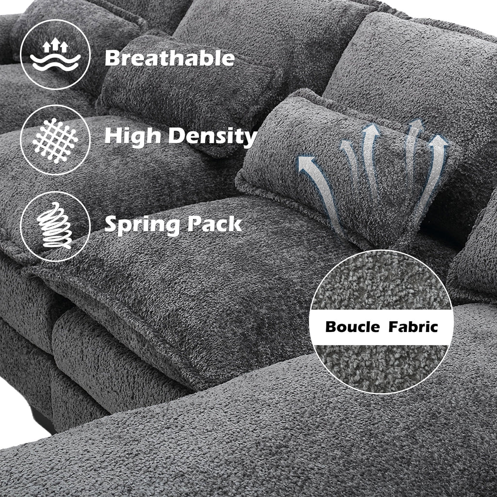 JONPONY109.45 U Shaped Couch,Oversized 4 Seat Sectional with 4 Waist Pillows, Convertible Upholstery Symmetrical Sofá,Sleeper Sofa Couch with Double Chaise Lounge &Memory Foam for Living Room, Beige