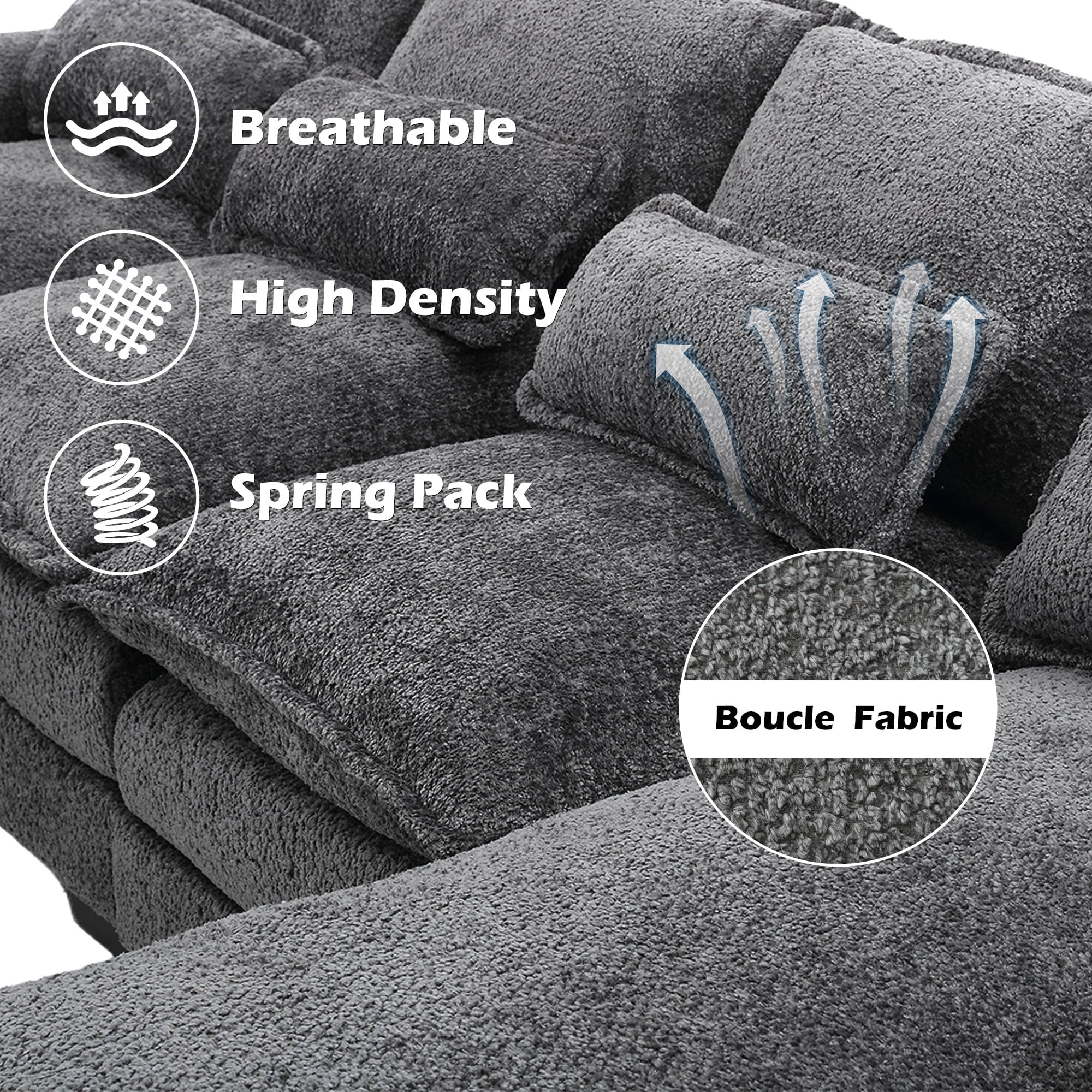 JONPONY109.45 U Shaped Couch,Oversized 4 Seat Sectional with 4 Waist Pillows, Convertible Upholstery Symmetrical Sofá,Sleeper Sofa Couch with Double Chaise Lounge &Memory Foam for Living Room, Beige