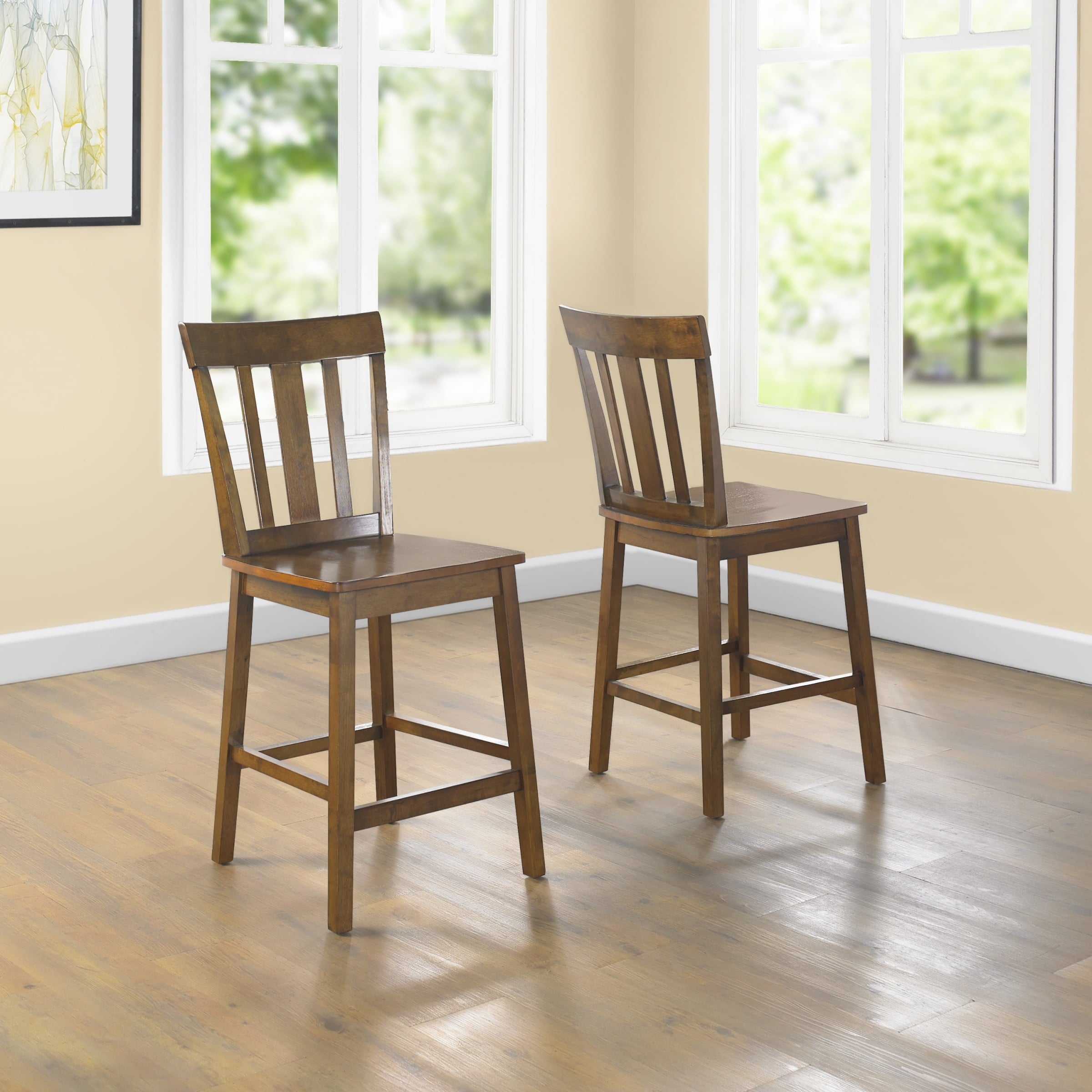 Mainstays 5 Piece Mission Counter Height Dining Set, Solid Wood, Cherry Color for Indoor