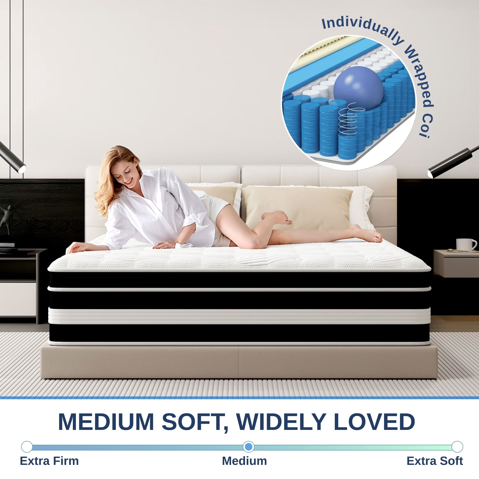 12 inch Queen Mattress,Gel Memory Foam & Spring Hybrid Medium Comfort Queen Size in a Box , Pressure Relief, Motion Isolation,CertiPUR-US