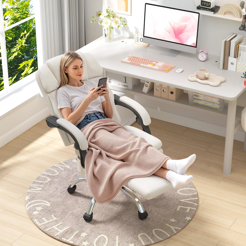 HOMREST Ergonomic Office Chair with 6-Point Massage & Heating, Adjustable Executive Desk Chair with Retractable Footrest, PU Leather Home Office Desk Chair for Home & Office (Black)