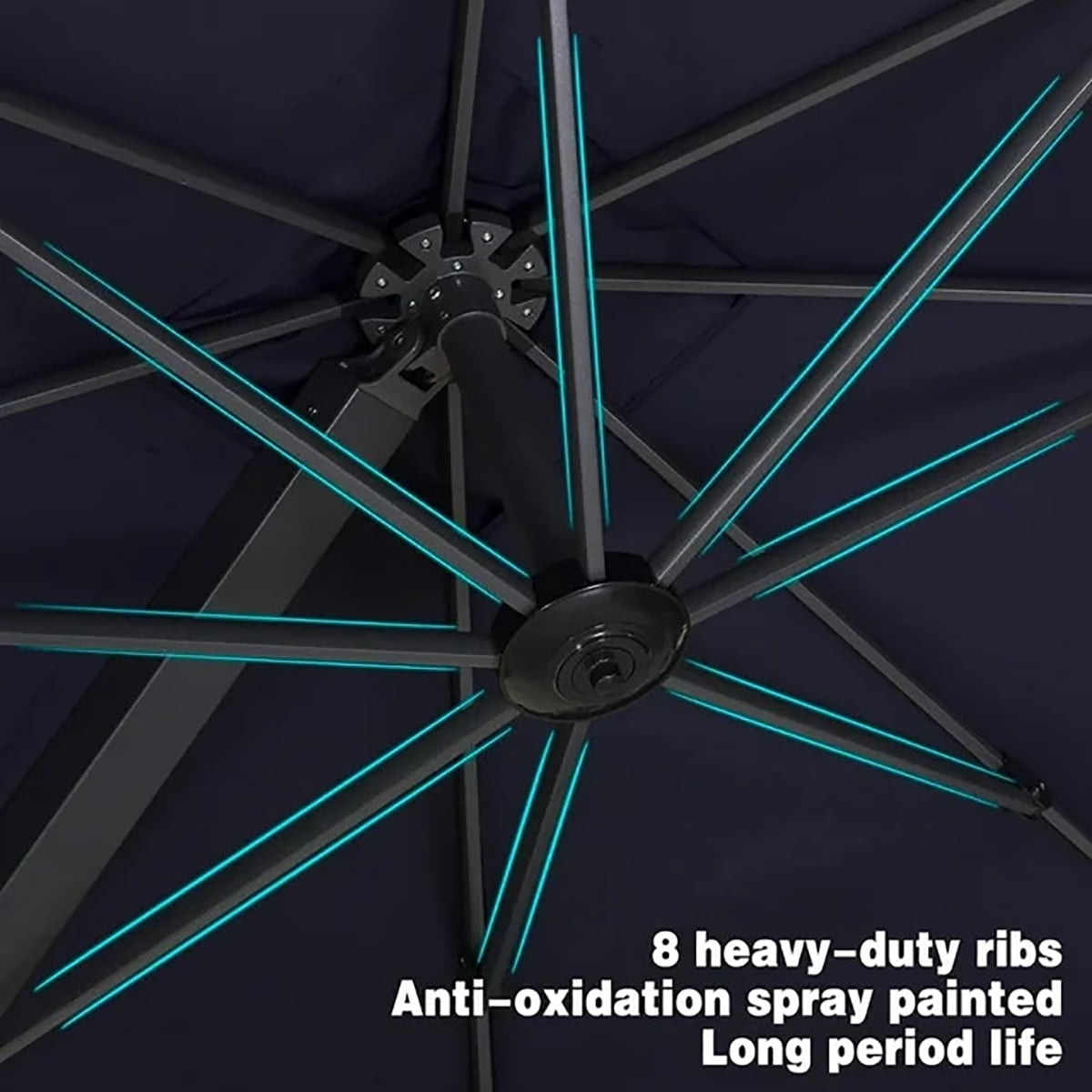 PURPLE LEAF 12 FT Outdoor Cantilever Umbrellas Square Aluminum Windproof Offset Umbrella with 360°Rotation Tilt Adjutable Garden Pool Large Patio Umbrella,Gray