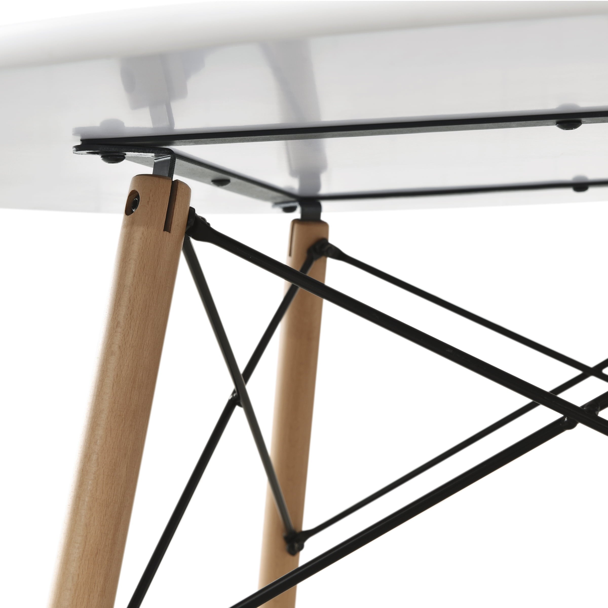 Mainstays 42 Inch Round Modern Wood Dining Table, Mid-Century Style, Beech and White