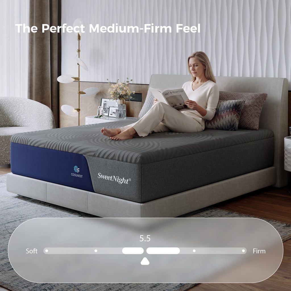 Sweetnight CoolNest® Essential Memory Foam Queen Size Mattress 13 inch Cooling Gel Mattresses in a Box,CertiPUR-US Certified,Scientific Support,Medium