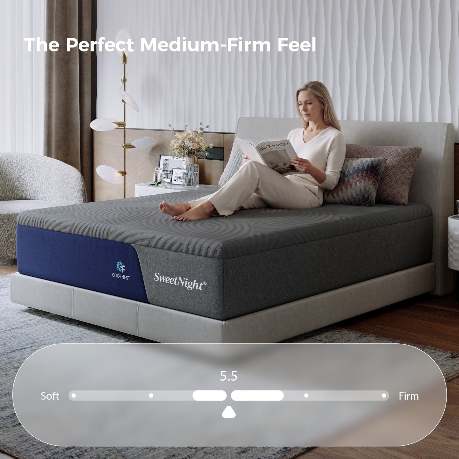 Sweetnight CoolNest® Essential Memory Foam Queen Size Mattress 13 inch Cooling Gel Mattresses in a Box,CertiPUR-US Certified,Scientific Support,Medium