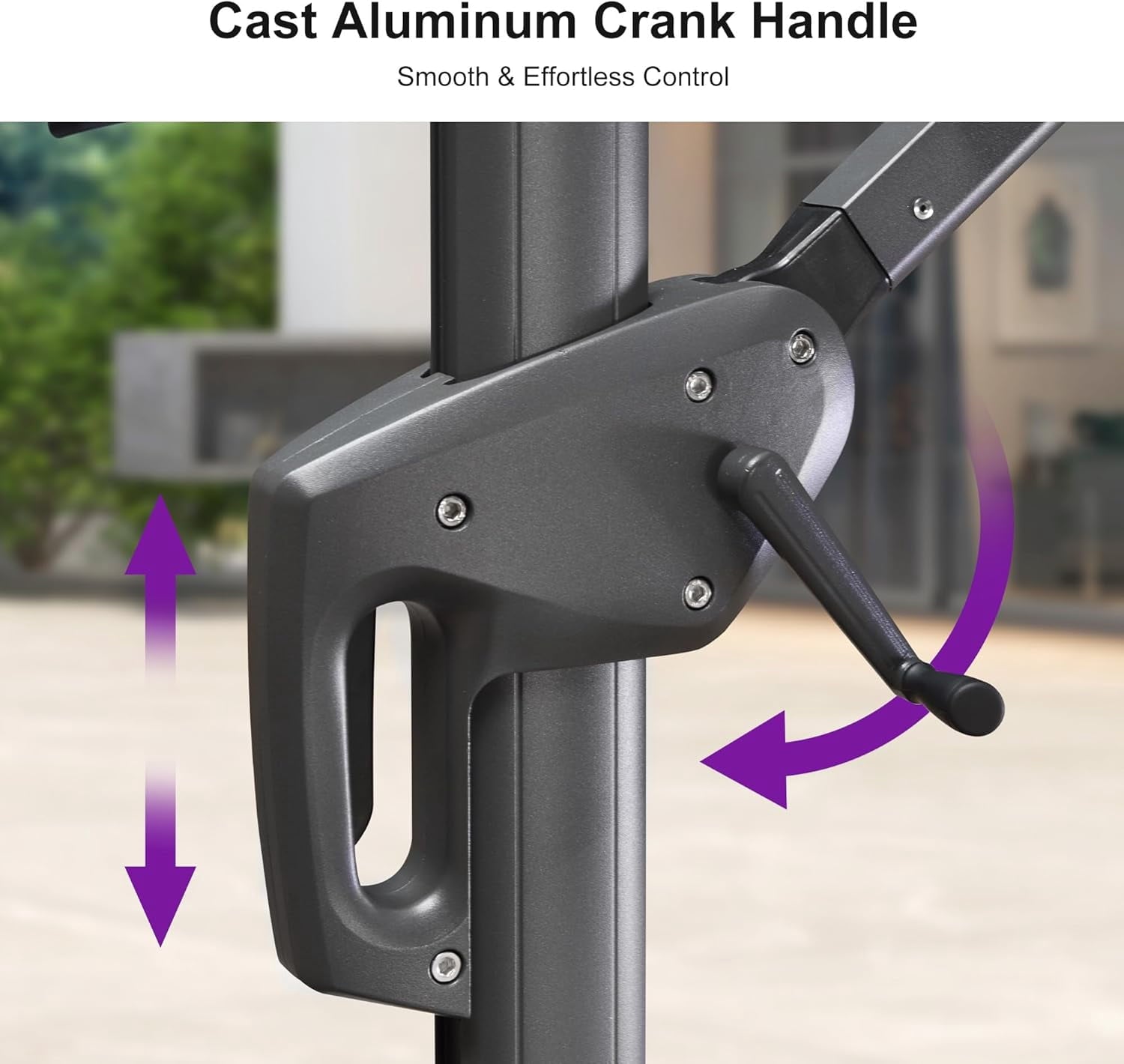 PURPLE LEAF Cantilever Umbrellas 12FT Square Large Patio Umbrella Offset Umbrella with 360°Rotation Tilting And Hanging Double Top, Grey