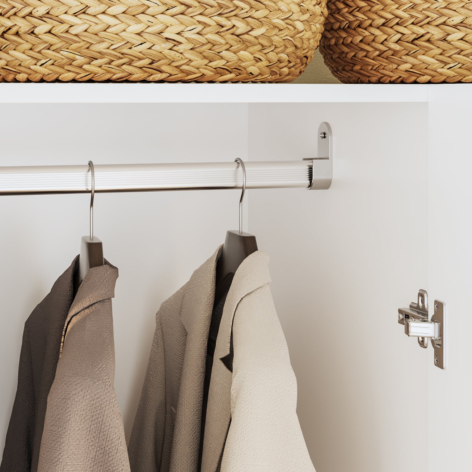OxyLife 2 Door Wardrobe Armoire, White Closet Storage Organizer with Drawers and Shelves