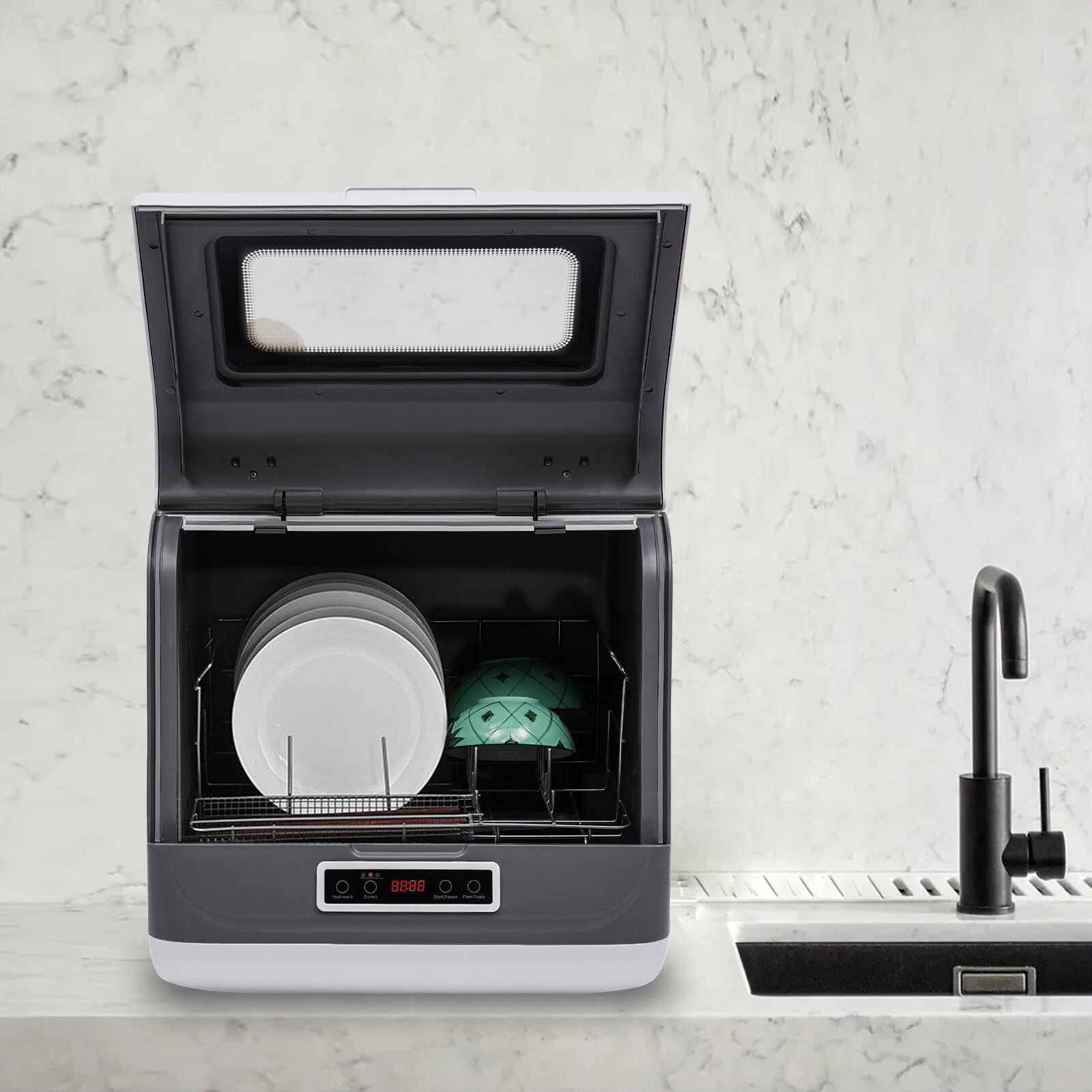 Countertop Dishwasher, Portable Countertop Dishwasher, Mini Dishwasher for Small Households, Apartments, Boats, and Campers/ RVS with Limited Space