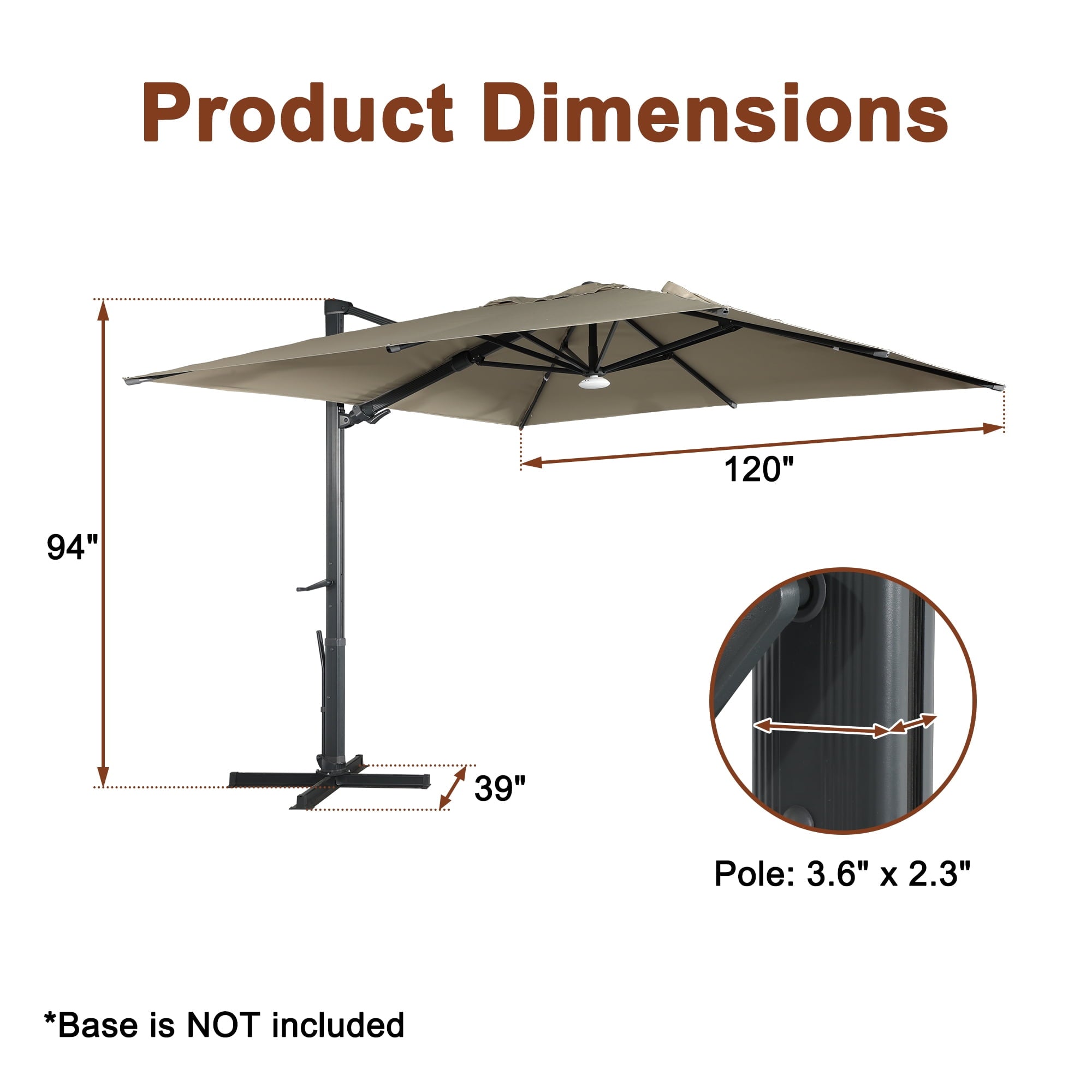 Mondawe 10x10ft Patio Umbrella Outdoor Square Large Cantilever Windproof Offset and Heavy Duty Sun Umbrella for Garden Deck Pool, Red