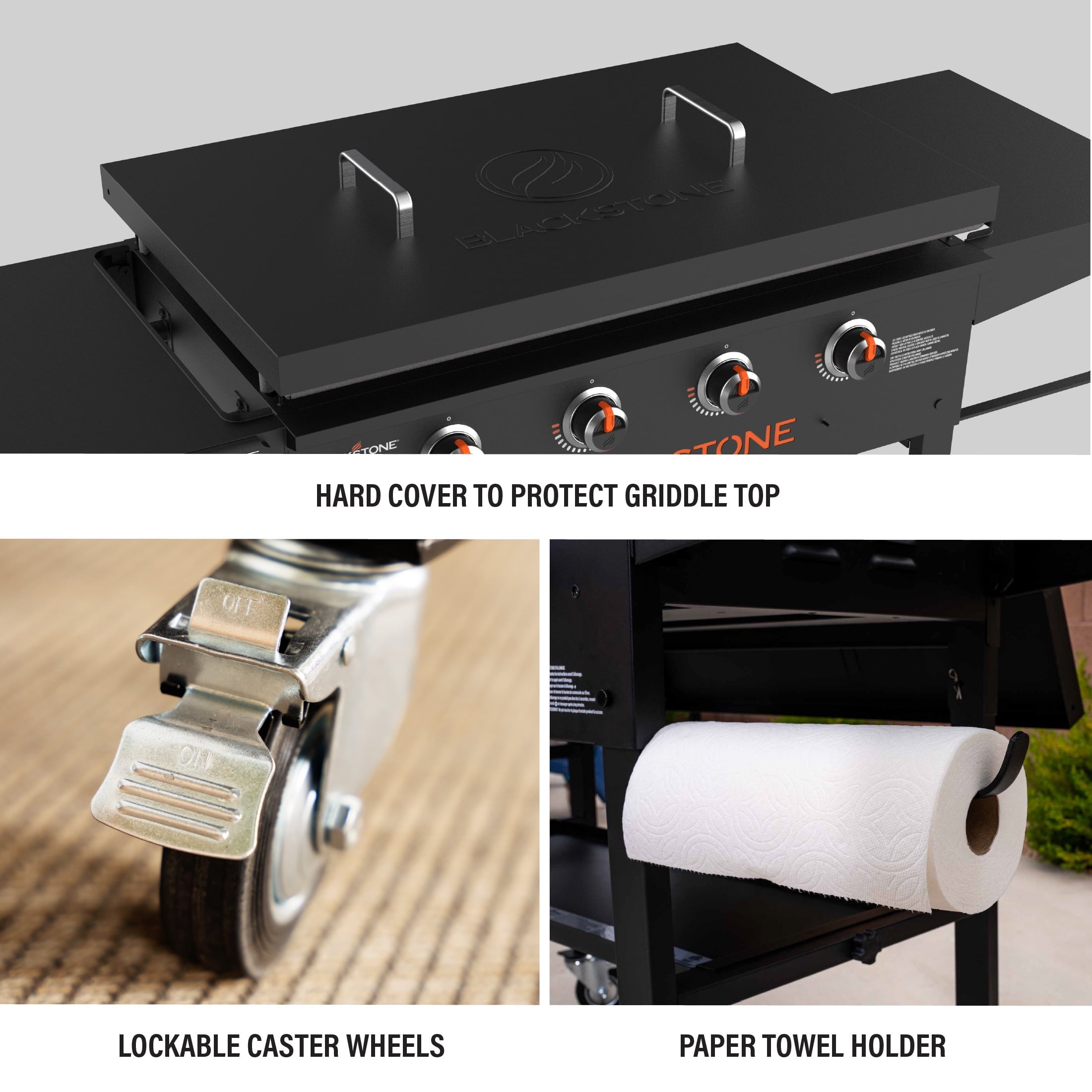 Blackstone Original Outdoor Griddle, 4-Burner 36 Flat Top Grill with Hard Cover, Black