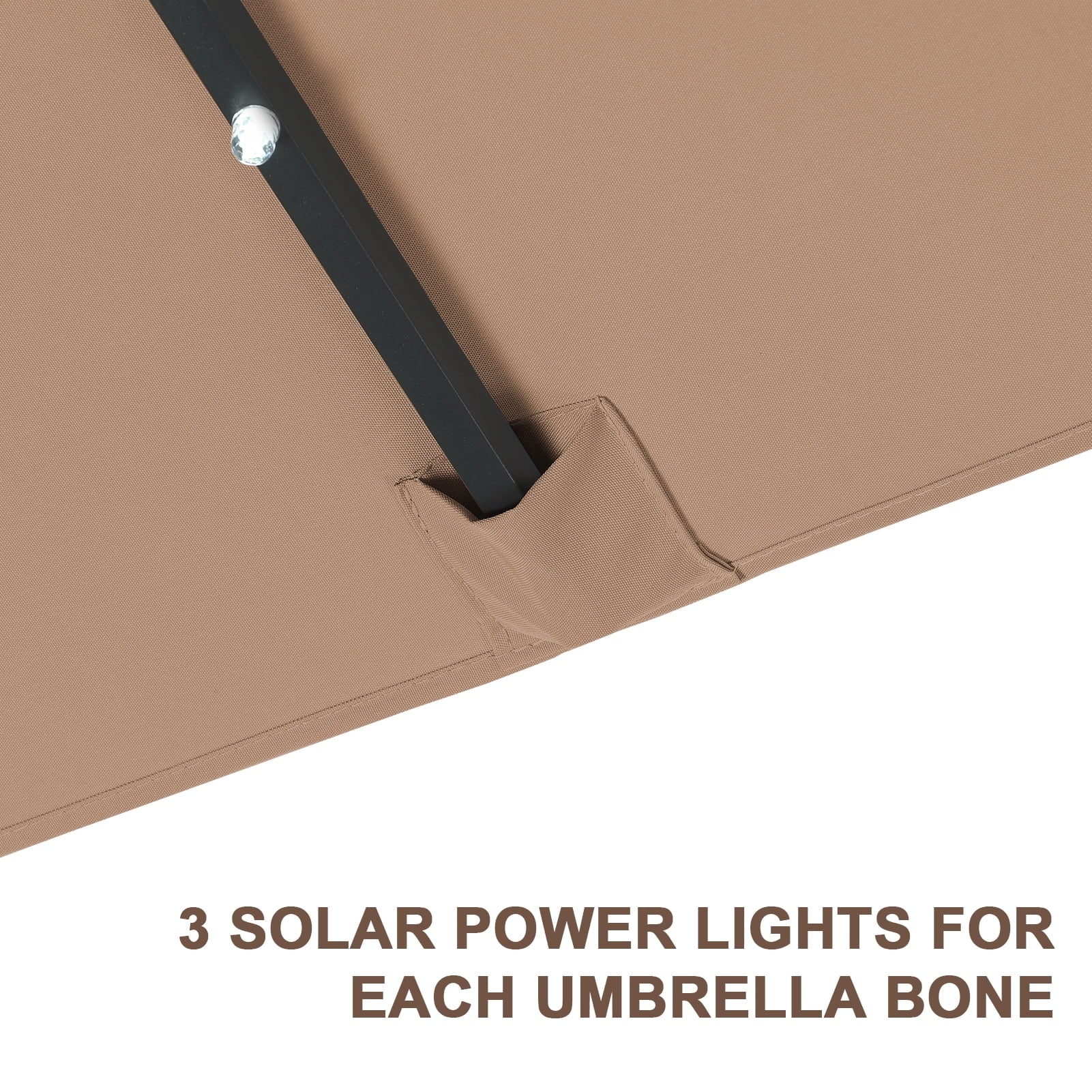 Ainfox 15ft Large Patio Umbrella with Solar Lights, Double-Sided Outdoor Rectangle Table Umbrellas with Sand Bag Base，Beige