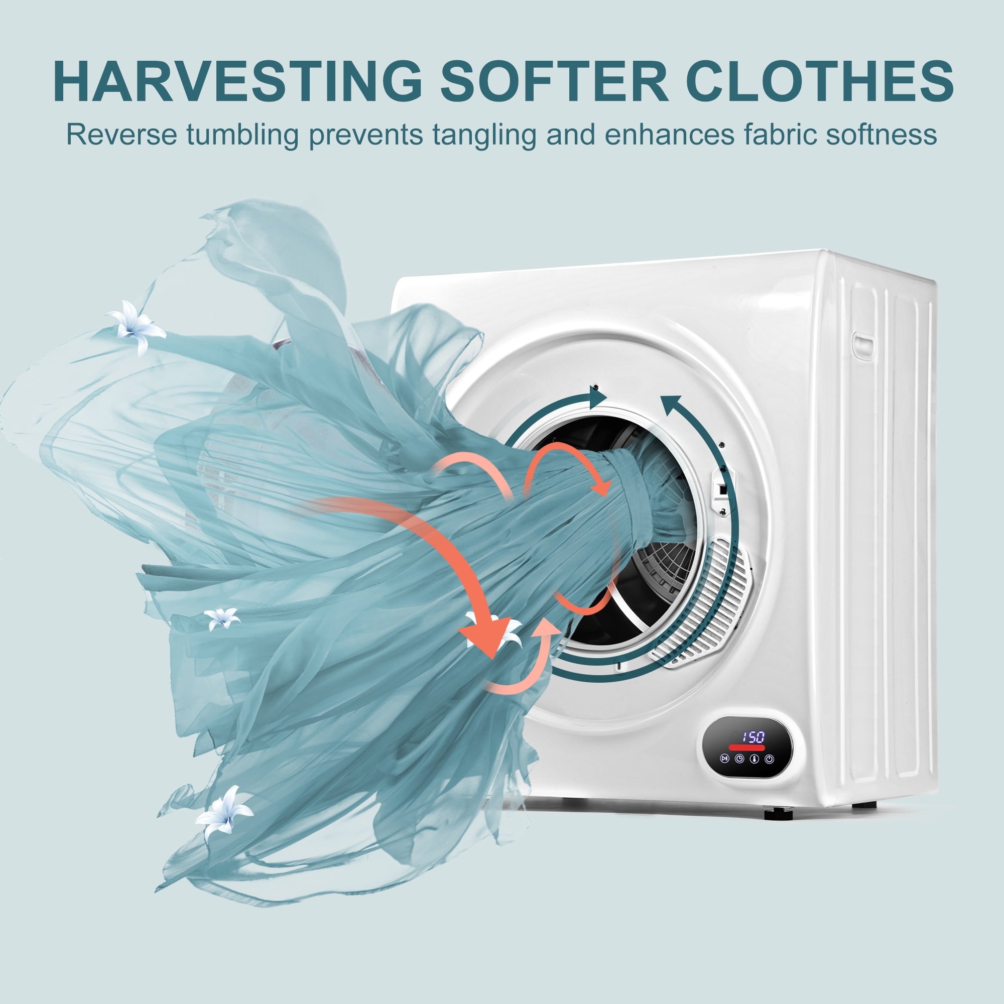 Simzlife 1.6 Cu. ft. Portable Clothes Dryer, Electric Compact Dryer Machine, 19.5 in W, 23.6 in H