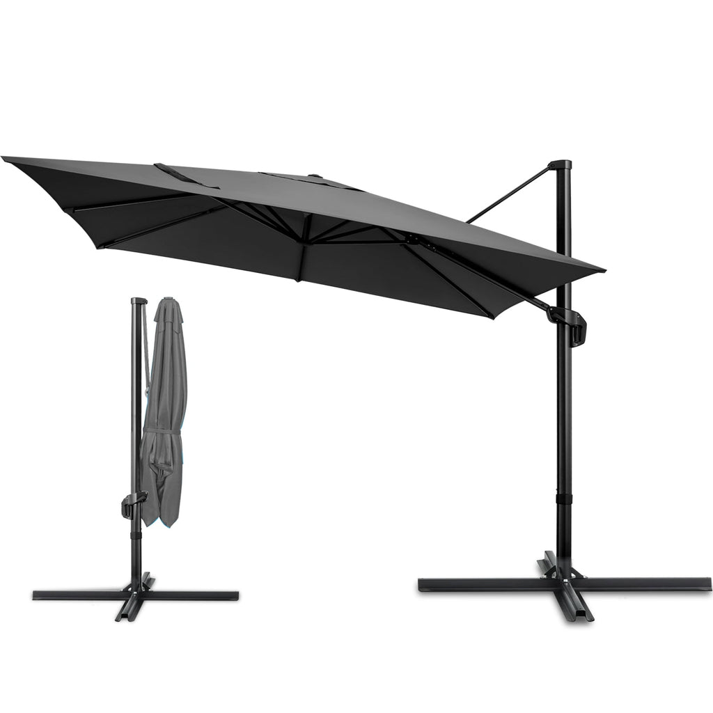 COBIZI 10x10ft Patio Cantilever Umbrella Double Roof Large Rectangular Deck Offset Umbrellas, Square Outdoor Patio Umbrella with 360°Rotation & Heavy-Duty Aluminum Frame,for Poolside Garden,Beige