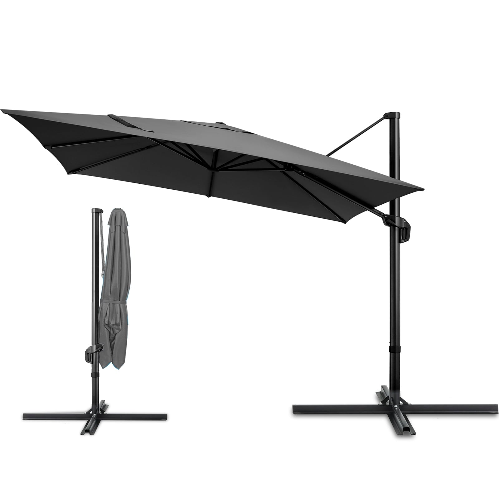 COBIZI 10x10ft Patio Cantilever Umbrella Double Roof Large Rectangular Deck Offset Umbrellas, Square Outdoor Patio Umbrella with 360°Rotation & Heavy-Duty Aluminum Frame,for Poolside Garden,Beige