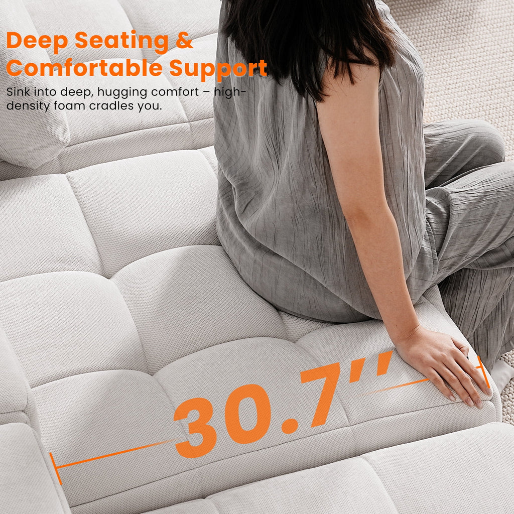 71 High Backrest Sofa for Small Spaces, Compressed Corduroy Couch with Deep Seating for Living Room, Bedroom, Dark Grey