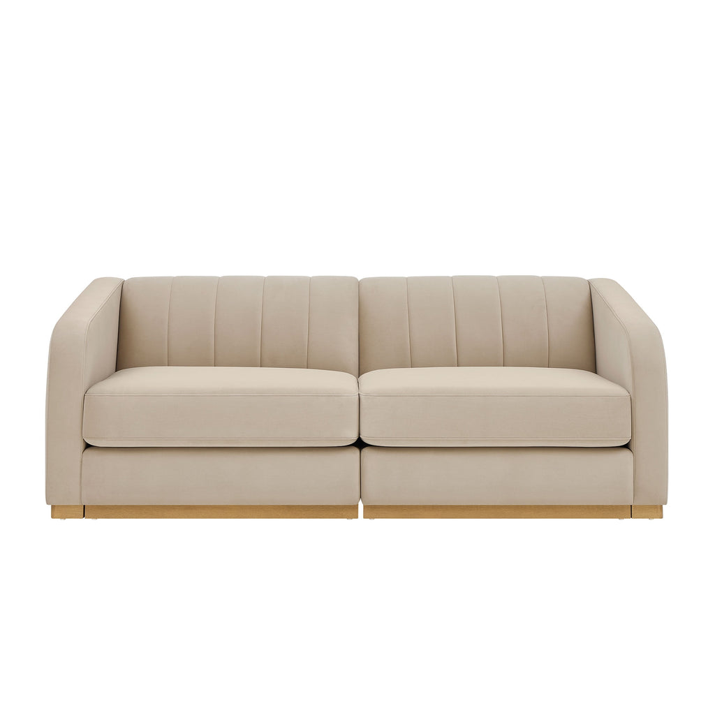 Better Homes & Gardens Lillian Channel Tufted Sofa 83.5 Cream Linen