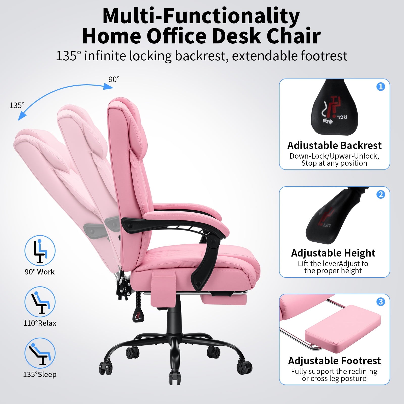 Hoffree Massage Office Chair 400LBS Executive Office Chair Massage and Footrest Big and Tall Office Chair with Heated Lumbar Support, Ergonomic Computer Desk Chair Reclining High Back Leather Office