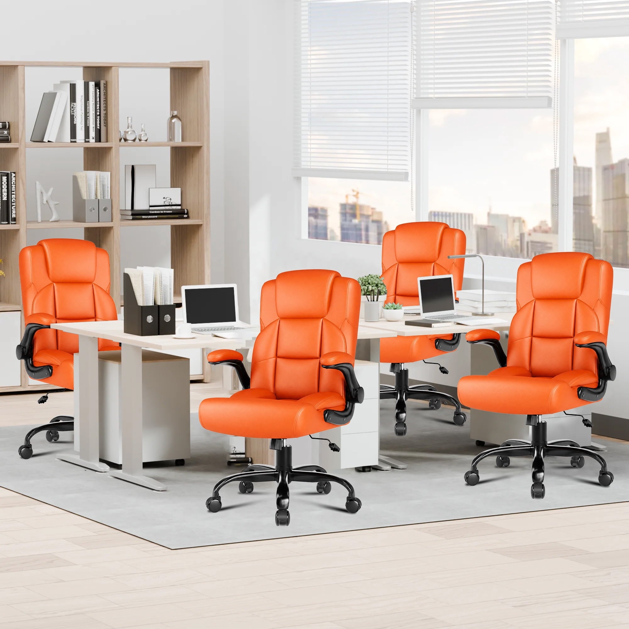 JONPONY Leather Office Chair, Big and Tall Office Chair 400LBS Wide Seat Ergonomic Computer Desk Chair High Back Executive Leather Chair Adjustable Task Chair Lumbar Back with 1-Year Warranty, Black
