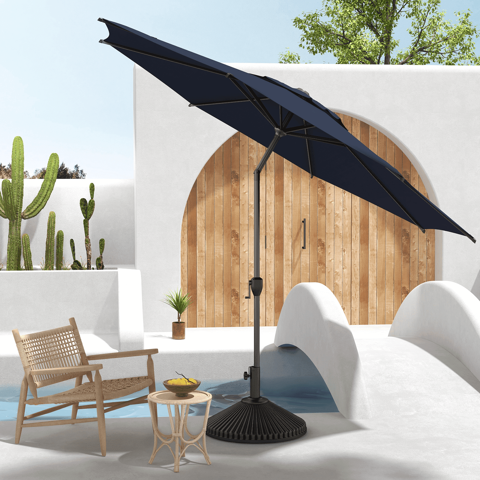 Abba Patio 11’ Vienna Offset Hanging Outdoor Cantilever Patio Umbrella, Beige