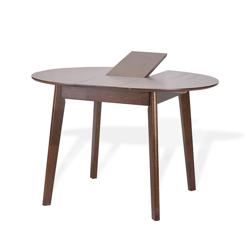 Dining Room Set of 4 Yumiko Chairs and Extendable Round Dining Table Kitchen Modern Solid Wood Medium Brown