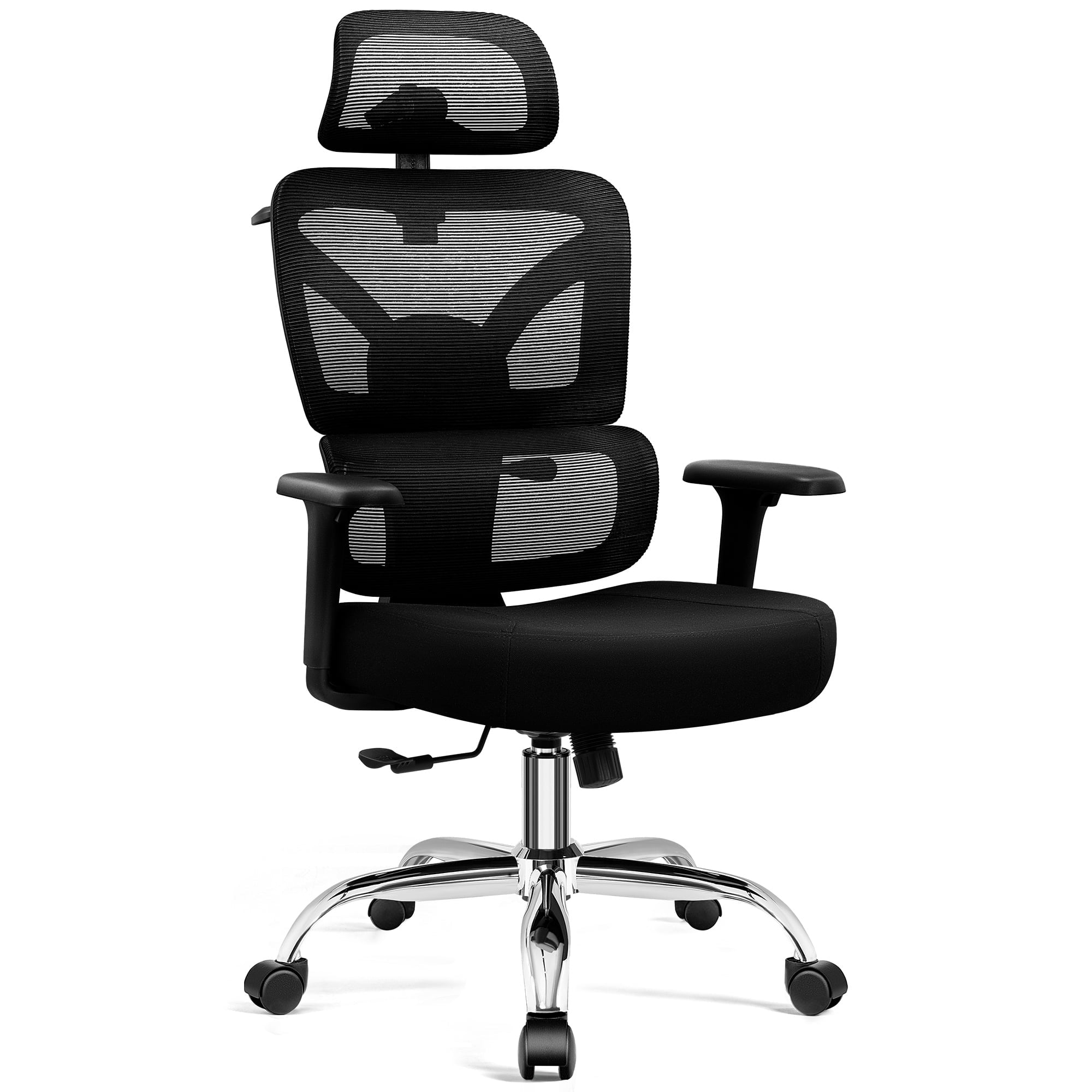 COOLHUT Ergonomic Mesh Office Chair with Footrest, Big and Tall Computer Desk Chair with Adjustable Lumbar Support, Headrest and Armrest, High Back Home Office Chair for Workspace, 300LBS, Black