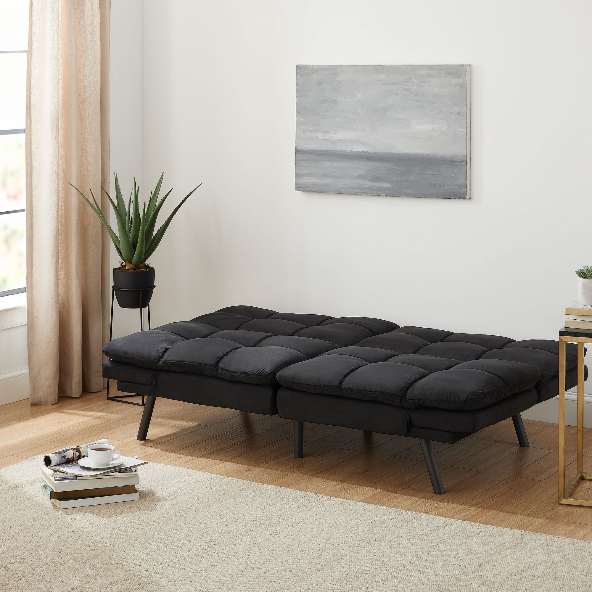 Mainstays 72 Memory Foam Futon Sofa Bed,Black