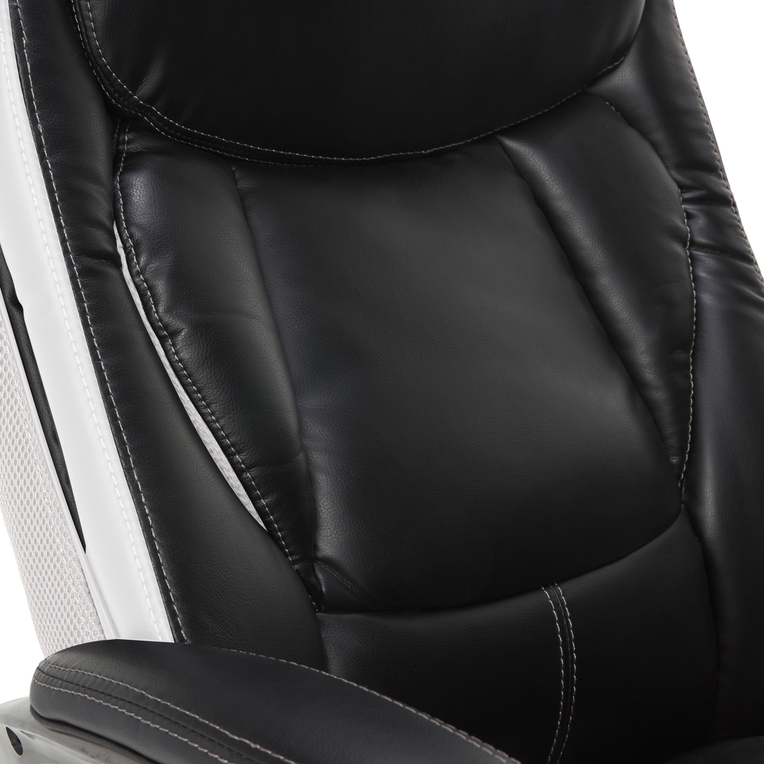 Serta Lautner Executive Home Office Desk Chair, Ergonomic High-Back with Adjustable Lumbar and Body Pillows, SmartLayers and ComfortCoils Technology, Mesh and Bonded Leather, Black and Gray