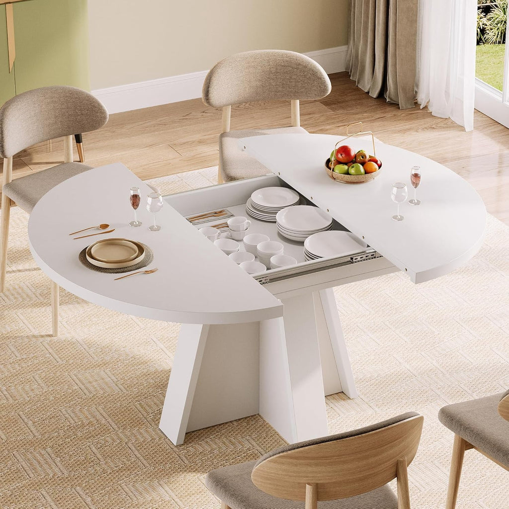 Laisnet 47 Round Dining Table for 6, Modern Wooden Dinner Table for Kitchen Living Room, Black