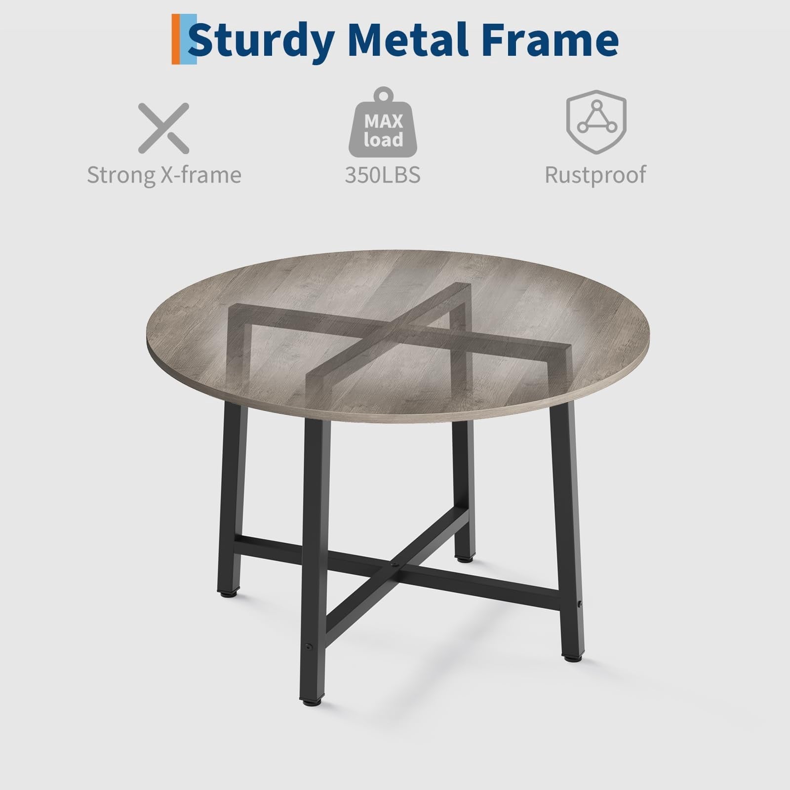 31.5 Round Dining Table for 4 People, Modern Wood Circle Kitchen Table with Sturdy Industrial Metal Frame, Small Space Saving Dining Room Table for Apartment & Breakfast Nook, (No Chairs), Walnut