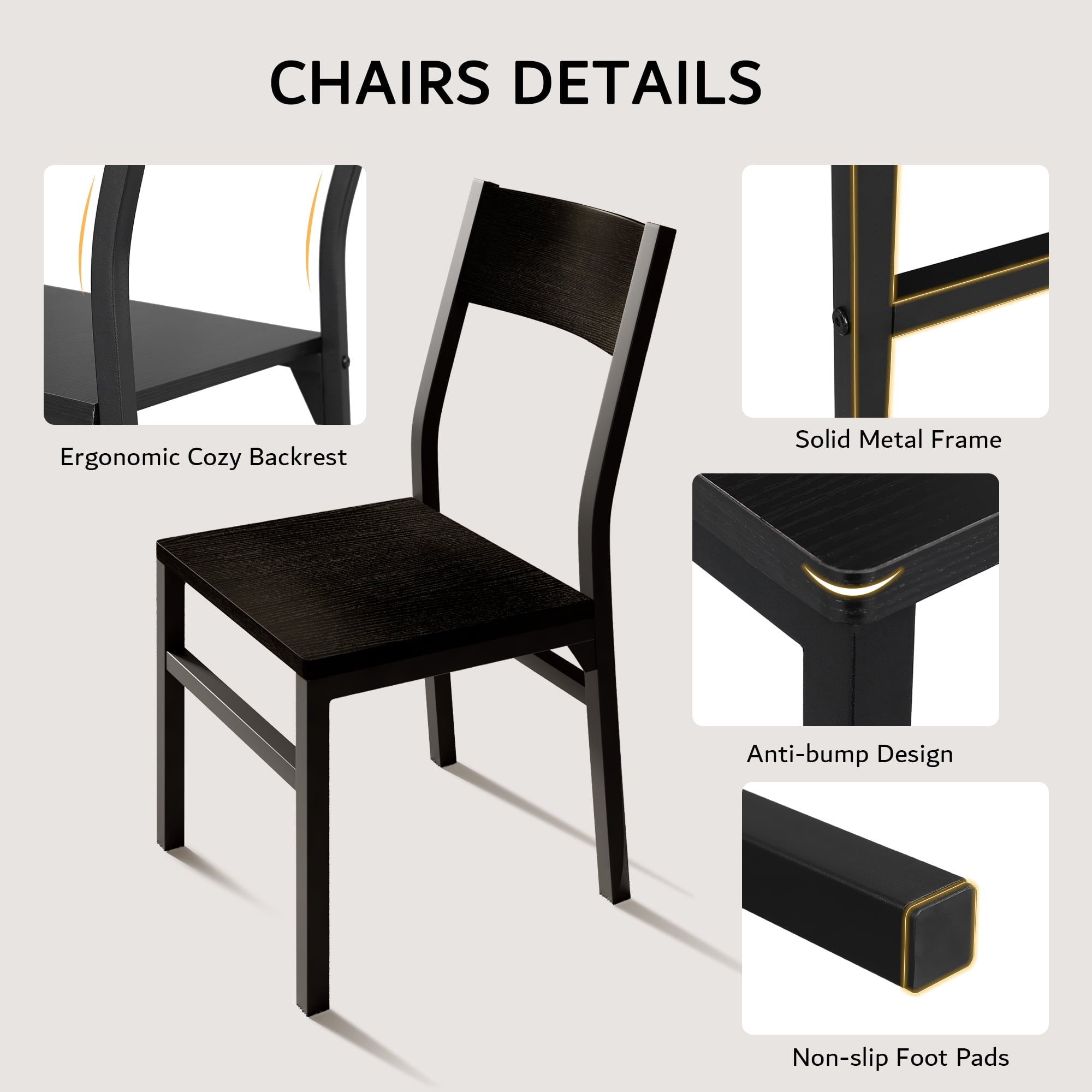 Virans 7-Piece Dining Table & Chairs Set for 4-6, 63 Extendable Kitchen Table with 6 Chairs, Dining Room Table with Metal Frame & MDF Board, Perfect for Small Space, Easy Assembly,Espresso