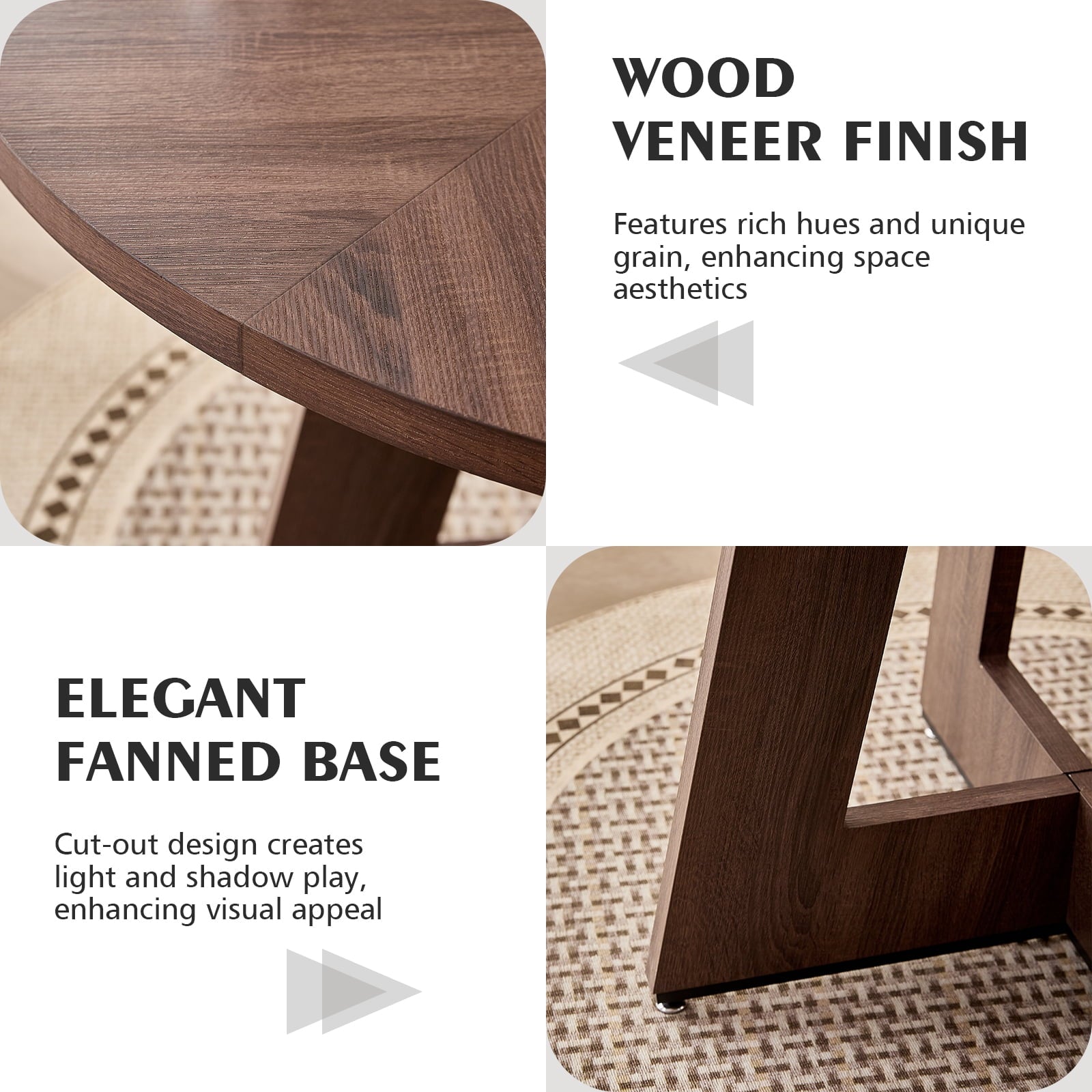 5 Piece 47'' Round Dining Table Chairs Set for 4, Farmhouse Oak Kitchen Table with 4 Boucle Mid Century Modern Dinning Room Chairs, Wood Dinner Table &Upholstered Chair Set of 4, Beige