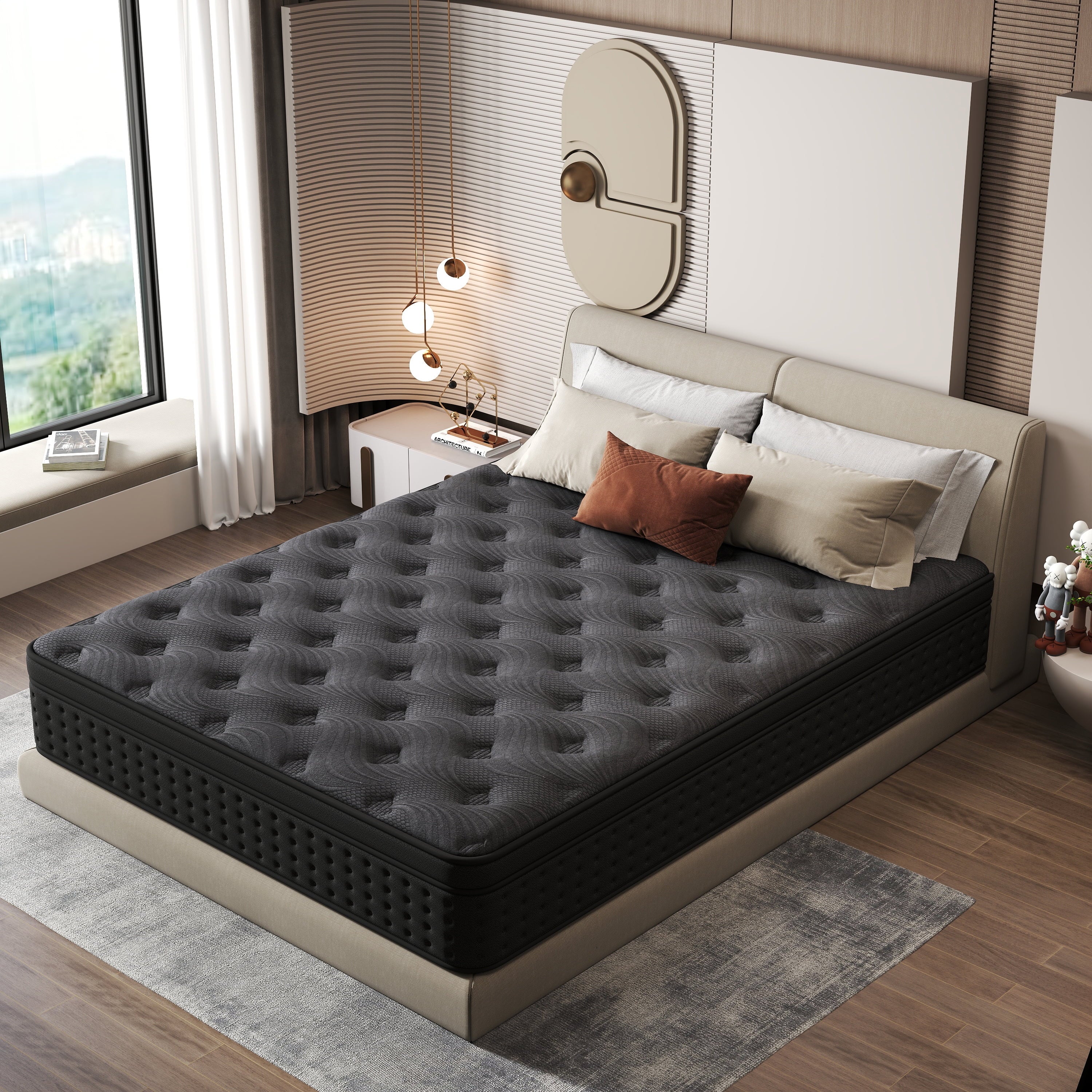Zekbip 12 inch Queen Mattress in a Box, Hybrid Gel Memory Foam with Individually Wrapped Pocket Coils, Medium Firm, Pressure Relief, Cooling Sleep Support for Adult