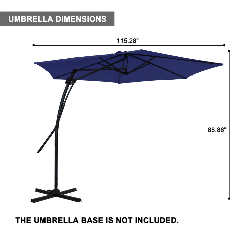 Mondawe 10ft Heavy Duty Solar Patio Umbrella with Base Included, 360° Rotation, 24 LED Lights, Outdoor Hanging Offset Cantilever Market Sun Shade Umbrella, Beige