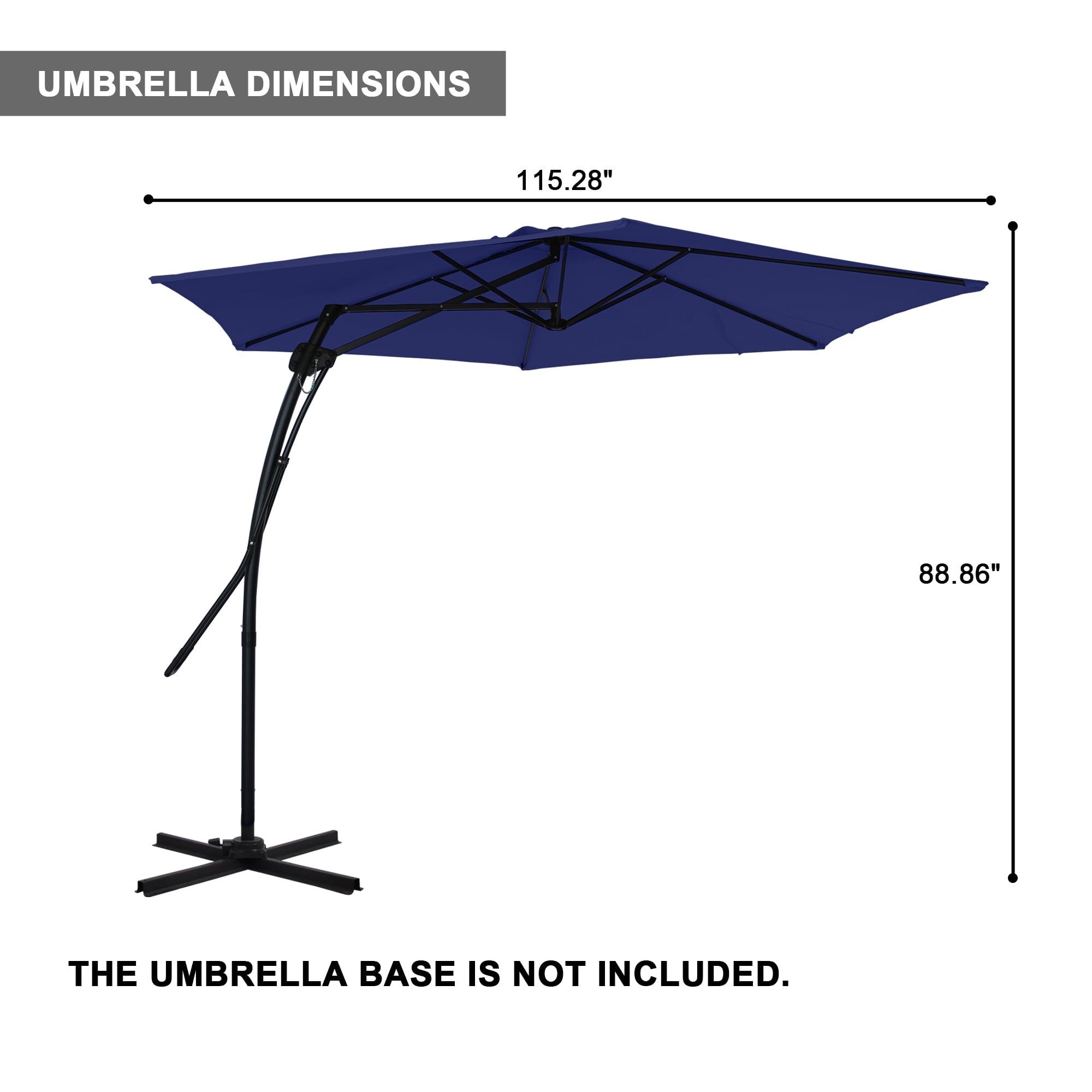 Mondawe 10ft Heavy Duty Solar Patio Umbrella with Base Included, 360° Rotation, 24 LED Lights, Outdoor Hanging Offset Cantilever Market Sun Shade Umbrella, Beige