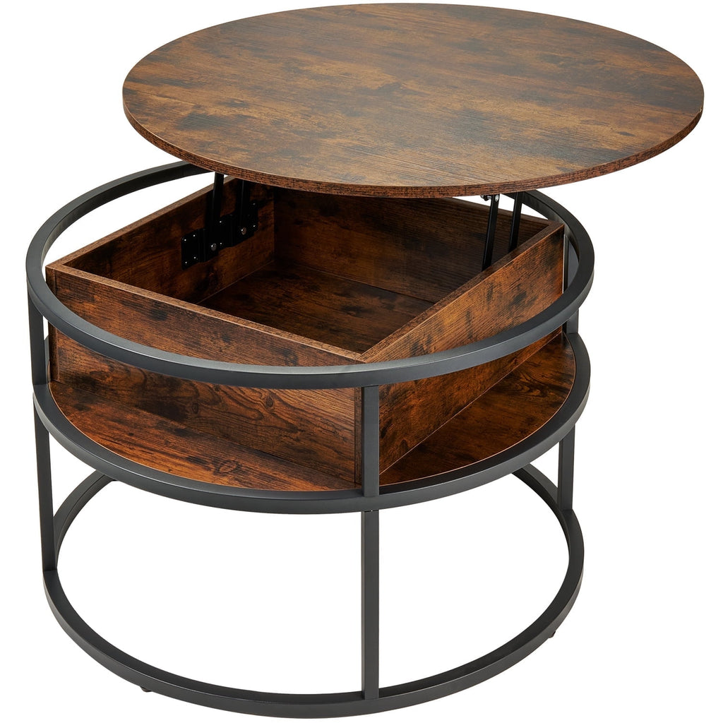 Keenstone Round Dining Table 43-59 Extendable, for 4 to 6, with Storage Space, Kitchen Dinner Room Table for Dining Room and Small Space Walnut